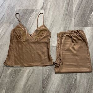 Secret Treasures Women's Size M (8-20) Satin Cami Light Brown Pajama Set